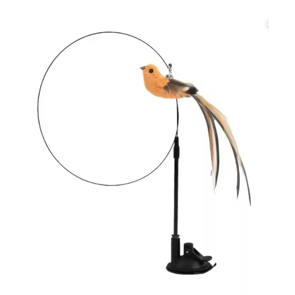 Jucărie interactivă pentru pisici cu pene, suspendată și elastică