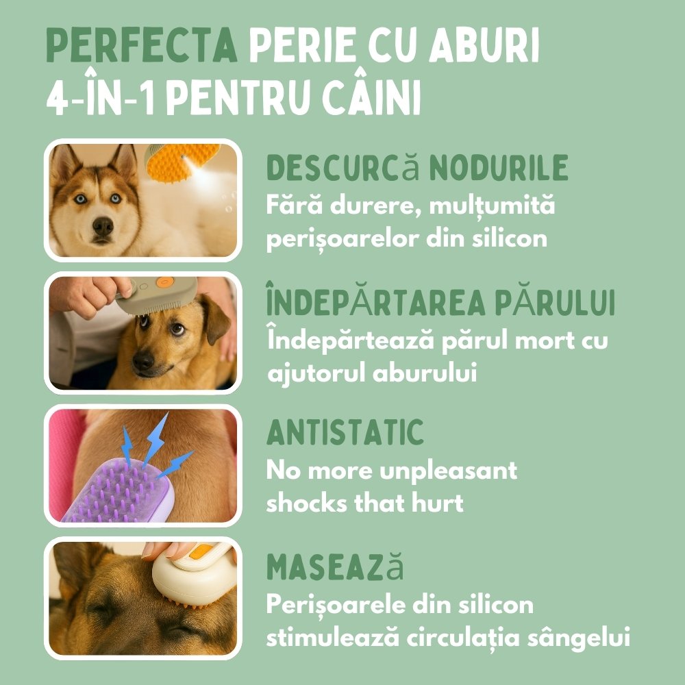 Veluna Steam Brush pentru Câini