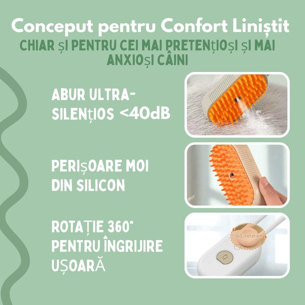 Veluna Steam Brush pentru Câini