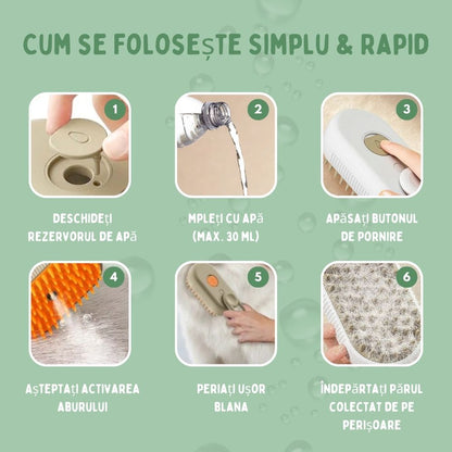Veluna Steam Brush pentru Câini